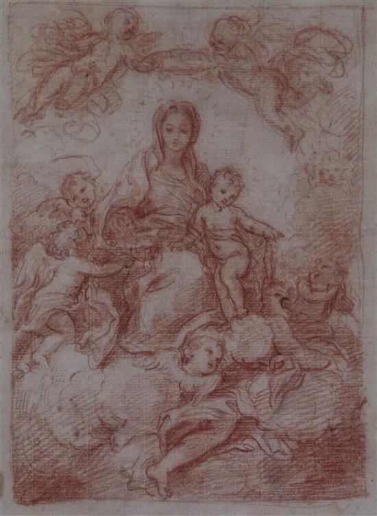 Attributed to Giuseppe Passeri (1654-1714) Coronation of the Virgin 8.75 x 6.25in. unframed.